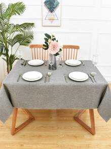 1pc Plain Linen Tablecloth, Rectangular Shape Suitable For Dining Room, Banquet, Birthday Party, Wedding, Outdoor - Grey - View 6