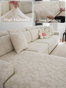 1pc Soft Fleece Anti-Slip Sofa Cushion Cover, Modern Simple Style, Skin-Friendly, Pet-Friendly, Elastic Sofa Slipcover Suitable For L-Shaped And 1/2/3/4-Seat Sofa In Living Room (Sold Individually)
