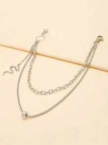 时尚吊坠单层粗链圆形饰品男士裤子链，百搭潮流配饰 - 彩色 - 查看 4