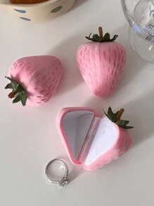 1 件戒指收纳盒，粉色或玫红色创意草莓形戒指首饰收纳盒，红色戒指盒，适合婚礼派对，情人节礼物，天鹅绒首饰盒，用于戒指、手镯、项链和耳环的收纳和展示，2025 年毕业装饰，派对用品，婚礼装饰，毕业礼物，返校 - 彩色 - 查看 5