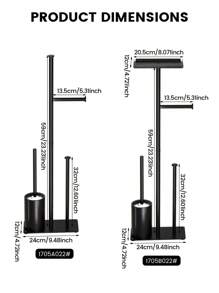 Black Toilet Paper Holder With Toilet Brush, Fits 4 Spare Toilet Paper Rolls, Floor-Standing Bathroom Paper Holder, Metal Independent Toilet Paper Roll Storage Rack, Bathroom Accessory