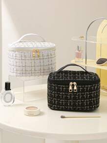 1pc Large Capacity Waterproof Cosmetic Bag, Suitable For Travel And Organizing Cosmetics And Brushes, Toiletry Bag, Makeup Bag For Travel, Dorm Essentials, Back To School, Women And Girl Students, Handheld With Zipper Closure, Fit For Lipsticks, Brushes, Phones, Coins, Home, Travel And School Use, Makeup Organizer Makeup Case Summer Travel, Vacation Home Bathroom Decor Holiday Makeup Organizer Bathroom Accessories - Multicolor - View 9