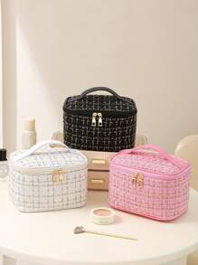 1pc Large Capacity Waterproof Cosmetic Bag, Suitable For Travel And Organizing Cosmetics And Brushes, Toiletry Bag, Makeup Bag For Travel, Dorm Essentials, Back To School, Women And Girl Students, Handheld With Zipper Closure, Fit For Lipsticks, Brushes, Phones, Coins, Home, Travel And School Use, Makeup Organizer Makeup Case Summer Travel, Vacation Home Bathroom Decor Holiday Makeup Organizer Bathroom Accessories - Multicolor - View 6