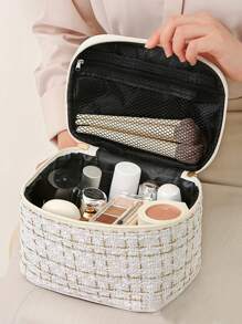 1pc Large Capacity Waterproof Cosmetic Bag, Suitable For Travel And Organizing Cosmetics And Brushes, Toiletry Bag, Makeup Bag For Travel, Dorm Essentials, Back To School, Women And Girl Students, Handheld With Zipper Closure, Fit For Lipsticks, Brushes, Phones, Coins, Home, Travel And School Use, Makeup Organizer Makeup Case Summer Travel, Vacation Home Bathroom Decor Holiday Makeup Organizer Bathroom Accessories - Multicolor - View 4