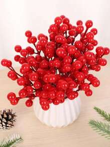 10 件人造红色浆果茎 6.49 英寸圣诞红浆果精选冬青浆果树枝用于圣诞树装饰节日 DIY 工艺品圣诞饰品婚礼家居装饰，圣诞节 - 彩色 - 查看 8