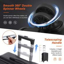 3 Piece Luggage Set Expandable Suitcase Spinner Carry-On Luggage Travel Black - Apricot - View 5