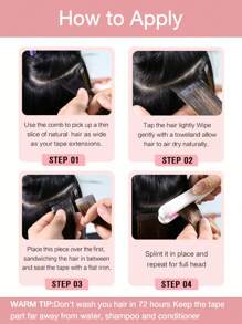 10pcs Mini Tape-In Human Hair Extensions Straight Natural Look Thin Hair Water Proof Skin Weft Tape In Hair Extensions 3x0.8cm Salon Quality Daily Volume Boost For Women Easy Application, Perfect For All Hair Types For Halloween And Christmas Parties Dinners Daily Life Travel Etc Suitable For Beginners - S60 - Xem 8