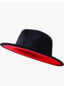 1顶宽檐软呢帽，男女通用，双色拼接，巴拿马毡帽，两种成人尺码可选