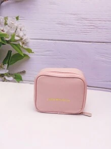 1pc Minimalist Waterproof Square Makeup Bag, PU Leather Large Capacity Cosmetic Organizer Pouch, Portable Carry Small Items Bag