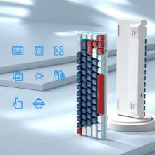 MageGee Box 60% 机械游戏键盘有线键盘蓝/红开关 Type-C 68 键 LED 背光迷你紧凑型键盘笔记本电脑 Windows 平板电脑游戏白色蓝蓝开关 - 藍色 - 查看 3