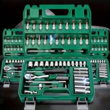 46PCS 1/4" Ratchet Wrench Combination Socket Tool Set Kit Auto Car Repair Tools - Green - View 1