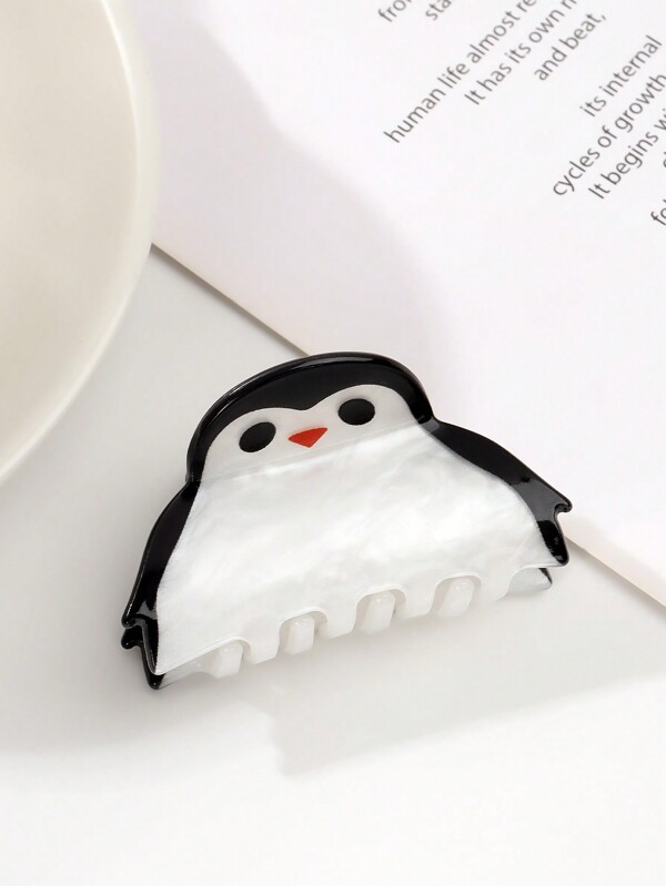 1 pièce Pince à cheveux acrylique à la mode et mignonne en forme de pingouin, convient comme accessoire de cheveux pour le port quotidien des femmes