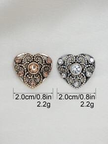 10 件/包水钻心形镂空复古银色金属纽扣，适用于女式上衣、衬衫、连衣裙、毛衣、外套、夹克 DIY 缝纫配件，批发 - 彩色 - 查看 9