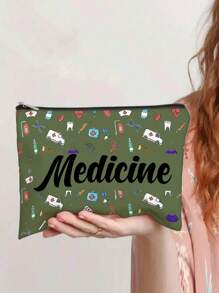 1 bucă geantă de machiaj pentru medicamente, unisex pentru adulți, husă pentru medicamente de călătorie, cu conținut scăzut de alergeni, cu imprimare aleatorie, pentru depozitare cosmetice, potrivită ca cadouri pentru doctori și adolescente, geantă de toaletă, geantă de spălat, geantă de călătorie, machiaj, geantă de plajă, geantă de plajă, esențiale de vacanță, rechizite școlare. Baie de dormitor al colegiului