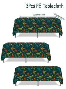 1Pc/3Pcs 220*130cm Dinosaur Style Waterproof And Anti Fouling Plastic Tablecloth, Disposable Tablecloth Cover For Dinosaur Themed Parties, Desktop Decoration For Birthdays And Parties