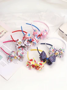 1pc New Colorful Pencil Bow Headband, Cute Children Hair Accessories For Back To School Ceremony, Grosgrain Ribbon Print Hair Hoop Suitable For Return To School And Best Friends