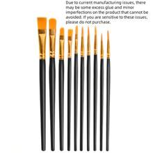10pcs/Set Black Nylon Hair Watercolor Paint Brush Pen Set, Learning DIY Oil Acrylic Painting Art Paint Brushes, Supplies New Year's Gift, Student Office Gift.Body Face Rock Canvas Artist Brushes, Students' And Adult Painting Art Crafts Supplies.Artist.. Back To School,Back To School,School Supplies - Black - View 8
