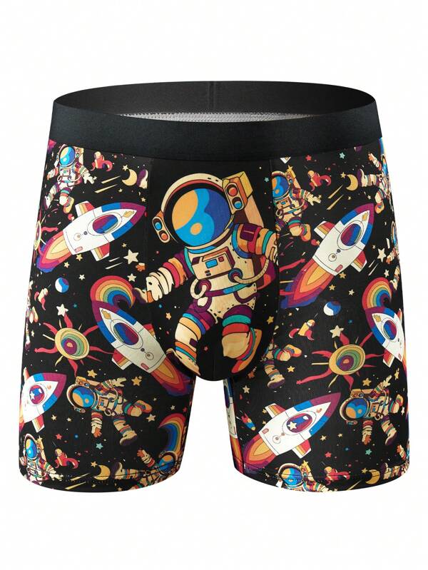 Calças de moletom masculinas estilo astronauta com forro de malha macia e confortável e boxers de perna longa