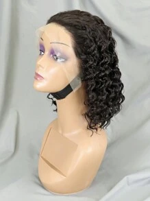 16 英寸假发真人发深卷蕾丝前假发 13x4 透明蕾丝假发女士深波浪短波波头真人发假发无胶假发真人发蕾丝假发 10-16 英寸