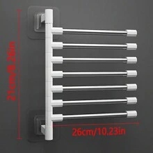 霖洁卫浴免打孔壁挂旋转毛巾架浴室置物架多层挂杆卫生间挂式折叠