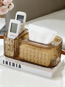 三格多功能纸巾盒轻巧奢华家居客厅茶几遥控器收纳盒创意纸巾盒返校 - 彩色 - 查看 8