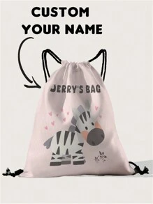 1pc Customized Name Pattern Drawstring Backpack, Can Be Customized According To Your Unique Design, Perfect For Children, Boys, Girls, Print Your Own Name Or Print Your Sister's And Classmates' Names As A Gift To Give To Others - Multicolor - View 7