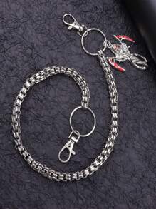 时尚吊坠单层粗链圆形饰品男士裤子链，百搭潮流配饰 - 彩色 - 查看 3