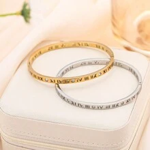 Roman Font Bracelet For Women Fashion 18K Stainless Steel Non-Fading Bracelet - Vàng - Xem 8