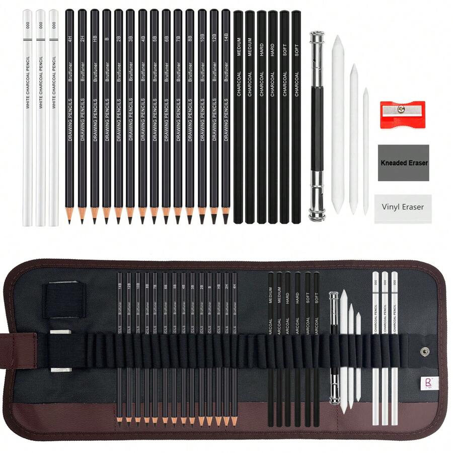 Set 12 Matite Da Disegno Grafite Per Artisti - Custodia Metallica Con Gradi Da 5H A 8B