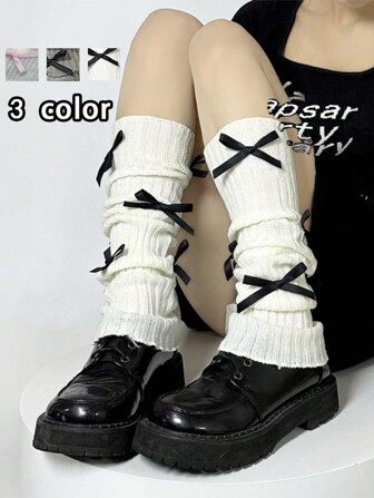 1/2 Pairs Women's Butterfly Knit Leg Warmers, Mid-Calf Leg Warmers, Lolita Schoolgirl Style, Suitable For Autumn/Winter, Halloween, Christmas Outfits