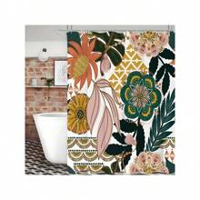 Boho Floral Shower Curtain, Tropical Leaves Fabric Cloth Shower Curtains For Chic Elegant Bathroom Decor, Modern Farmhouse Abstract Colorful Flower Shower Curtain - Leaves - View 2