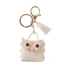 Owl Cute Keychain, Multipurpose Cute Mini Coin Purse Keychain, Leather Owl Tassel Keychain, Wallet Bags Jewelry Pouch,Bag Charms