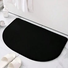 1pc Creative Simple Black Rounded Sided And Machine Washable Sponge Memory Foam Entrance Floor Mat ,Room Decor - Black - View 15