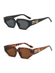 2pcs Polygon Fashion Glasses Hiphop Exaggerated Fashionable Glasses, Suitable For Daily, Outdoor, Street Style, Driving, Travel, Party For Summer Beach Vacation,Outdoor,Travel