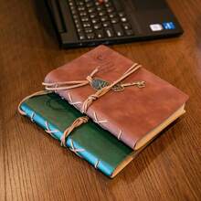 1 件复古笔记本，带肩带和吊坠，可拆卸内页，PU 皮革日记本计划笔记本，学校用品礼物