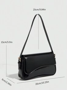 1 buc. Geantă de umăr pentru femei, minimalistă, culoare solidă, vișinie, geantă de umăr cu clapă, geantă baghetă, geantă de mână, geantă subraț, geantă pătrată, geantă cu textură din piele PU, piele lăcuită, cu granulație de crocodil PU, la modă, multifuncțională, elegantă, sexy, potrivită pentru purtare în mână, umăr, serviciu, afaceri, navetă, exterior, călătorii, dimensiunea genții: 27 * 15 * 6 cm