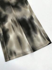 Women Loose High Waist Printed Casual Pants, Draping Design, Versatile - Coffee Brown - View 7