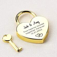 1 Pieza de candado personalizado con forma de corazón grabado, en oro y plata, regalo personalizado para compromiso, aniversario, cerradura de amor, novio, novia, regalo de Navidad, decoración del hogar, regalo único para parejas, mamá, papá, Día de San Valentín, Día de la Madre, Día del Padre, Acción de Gracias, Navidad, Aniversario, Cumpleaños - Multicolor - Ver 1
