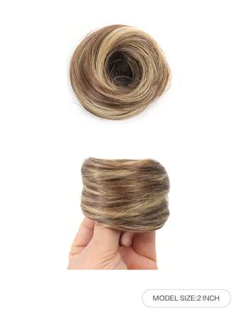 2 tums syntetiskt hårbullehårbulle, syntetiskt sidenhårbulle med rak loop, syntetiskt hårförlängning, hårbullar, lämplig för alla kvinnors dagliga användning, lätt att bära!