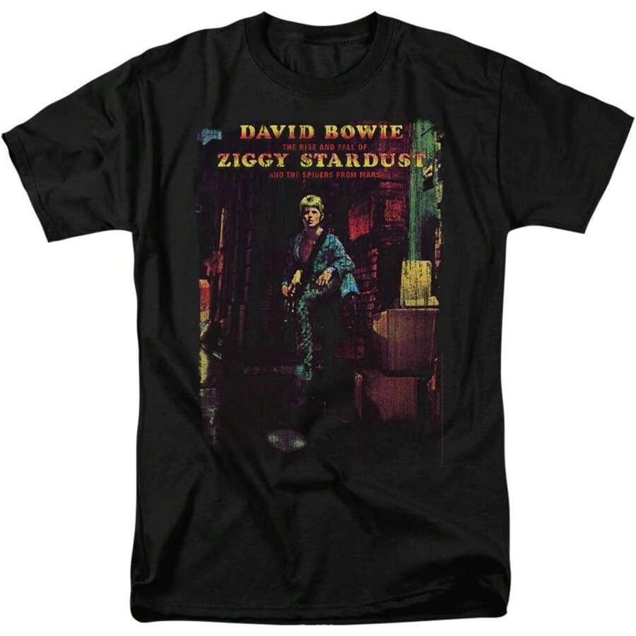 Ziggy Stardust Rock Album T Shirt - Black - View 1