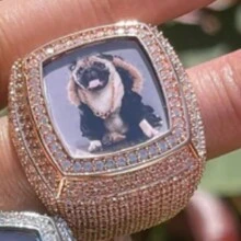 (Custom Made) Customized Square Photo Frame Ring, Brass Cubic Zirconia Hip Hop Style Ring, Everyday Accessory - Multicolor - View 15