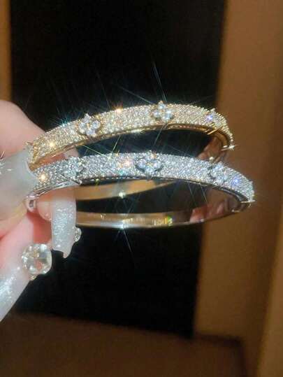 Elegant Cubic Zirconia Encrusted Bracelet, Fashion Jewelry Accessory For Women, Perfectly Showcases Daily Elegance And Party Charm, An Ideal Gift