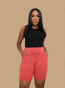 Bermudas feminina Social alfaiataria  para mulheres Elegante - Laranja - Visão 4
