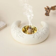 1 件花卉和新月形香炉，时尚设计，可用作熏香、烛台、卧室、客厅、餐厅、工作室、茶室、休闲空间、桌面展示、氛围营造、节日场合的家居装饰 E-I-D - 彩色 - 查看 4