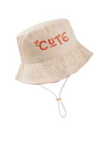 1pc Kids Reversible Cute Letter Print Bucket Hat, Unisex Daily Outdoor Sunscreen Sun Hat
