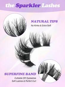 MAGEFY 1/8 对 D 卷曲交叉假睫毛簇状蓬松全条，2 种款式可供选择，湿润仿貂皮睫毛蓬松凌乱睫毛延长化妆时尚长浓密自然卷曲湿假睫毛，假睫毛派对日常化妆假睫毛，3D 假睫毛自然假睫毛戏剧性浓密假睫毛化妆睫毛延长，自然逼真睫毛全条睫毛持久纤长浓密流行化妆美容工具﻿