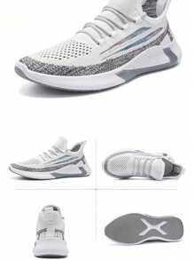 Tenis deportivos para hombre, Zapatillas de entrenamiento, Calzado ligero de malla transpirable, Tenis negros con diseño moderno, Zapatos casuales y deportivos, Tenis con suela antideslizante, Calzado para correr y gimnasio, Zapatillas de deporte para hombre, Altamente duraderas,Comodidad para todo el día - Blanco - Ver 6