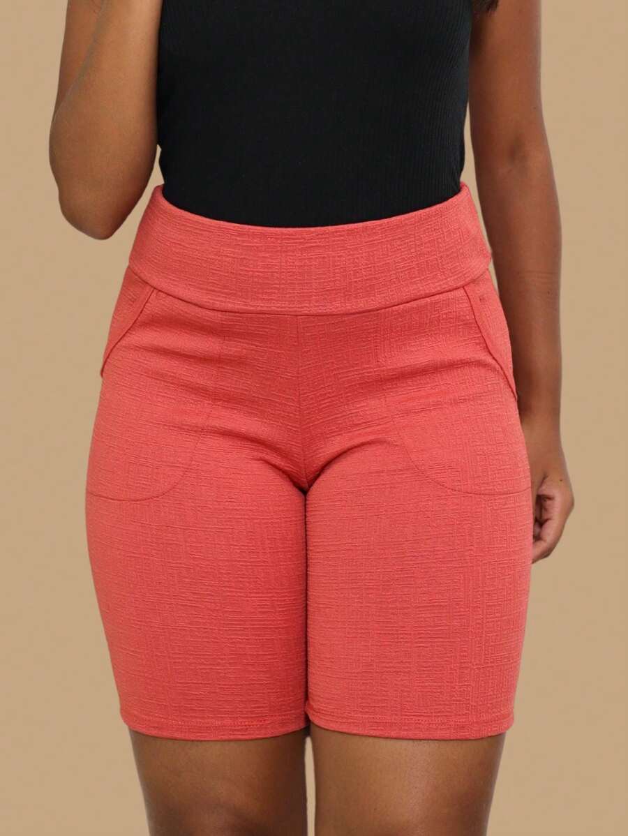Bermudas feminina Social alfaiataria  para mulheres Elegante - Laranja - Visão 1