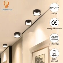 CANMEIJIA GX53 嵌入式筒灯，铝制天花板/壁灯，无闪烁，护眼，复古马卡龙风格，兼容 GX53 灯泡（不含灯泡），85V-265V，易于安装，硬接线，适用于天花板/墙壁、展览馆、阅览室、餐厅、酒吧、卧室、咖啡厅、餐厅、服装店、客厅、走廊、入口、楼梯 - GX53明裝筒燈無光源 - 查看 1