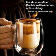 2 pièces et ensemble de 4 tasses à café en verre à double paroi avec anses (250 ml, 350 ml). Ensembles de tasses à thé. Convient aux sachets de thé, au café, au matcha, au thé rouge. Rentrée scolaire